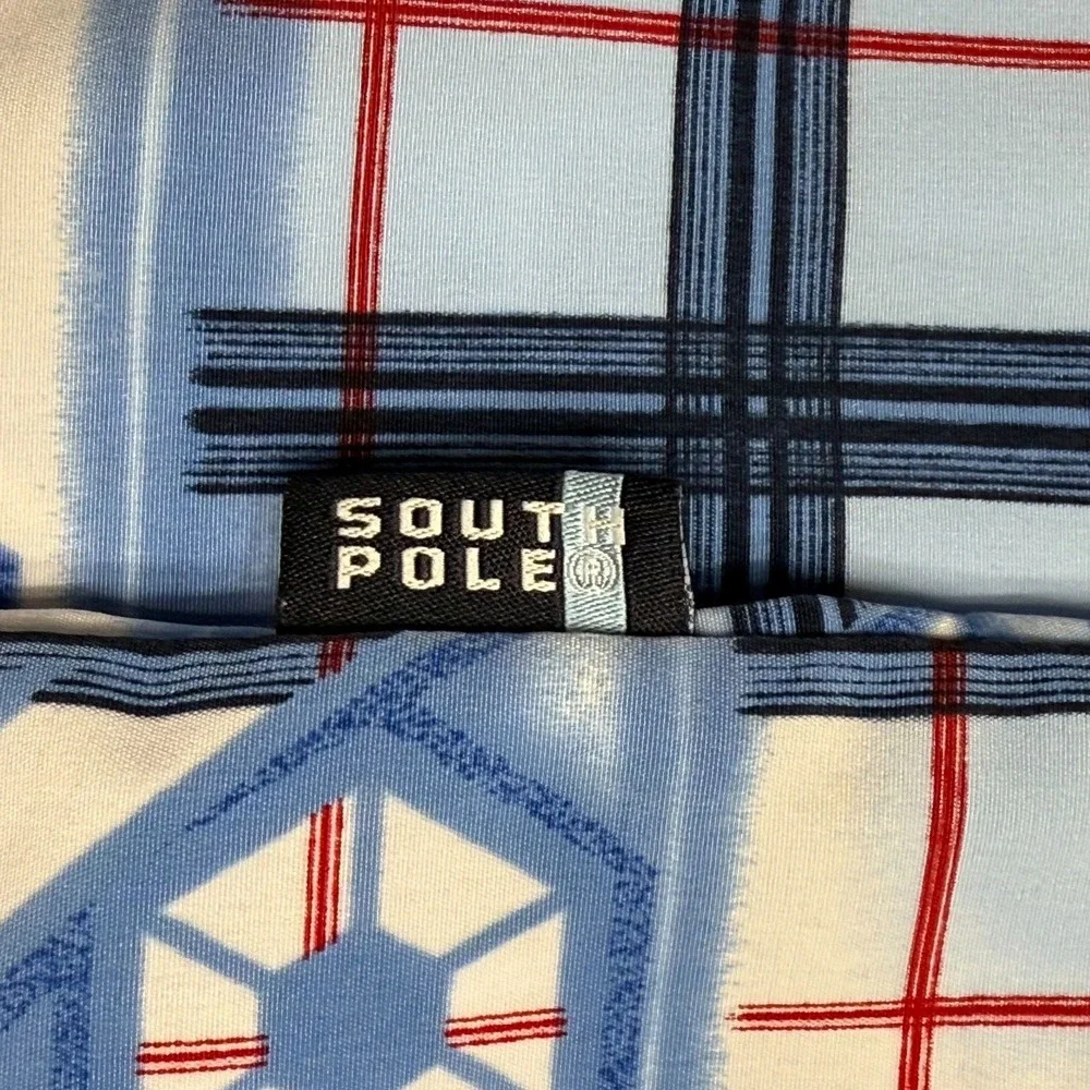 Vintage Southpole Shirt Men's Large Multicolor Printed Short‎ Sleeve Button-Up